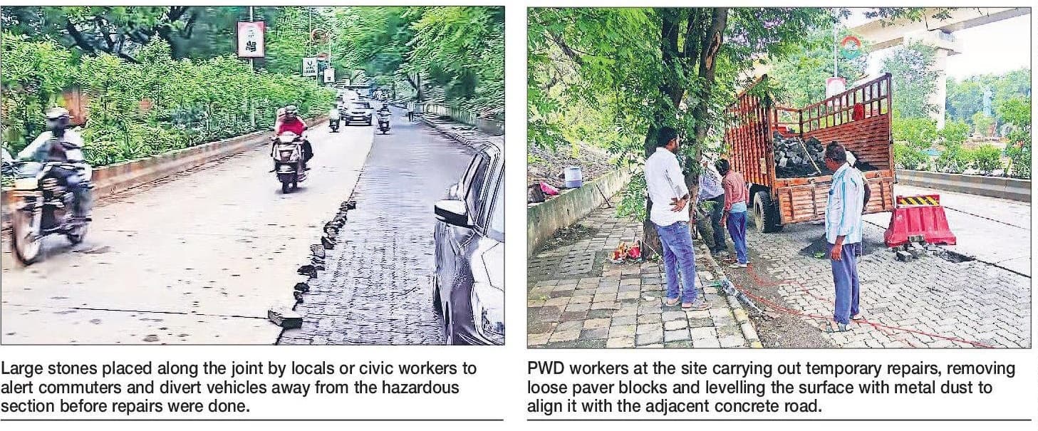 Ride your luck on city roads Mishaps rise on Ambazari Road as gap on road surface, paver blocks pose risk